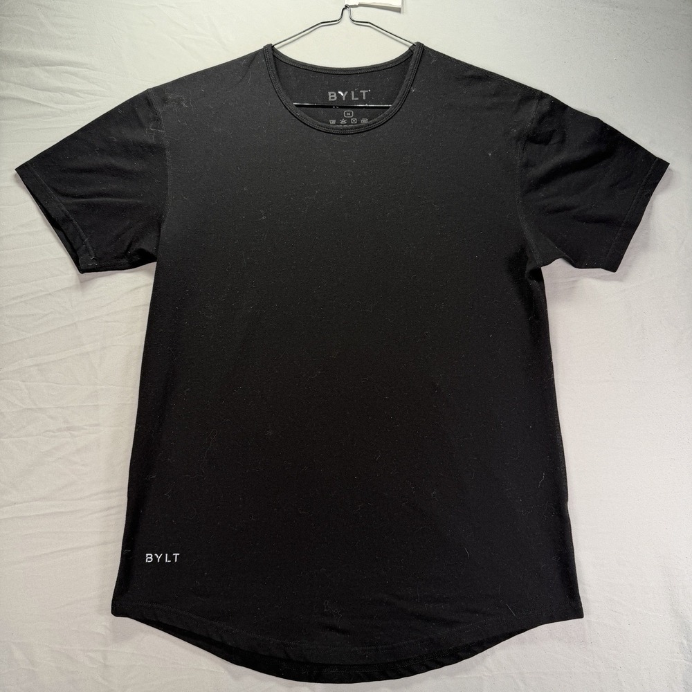 BYLT Drop Cut Short Sleeve Shirt Mens Medium Black Stretch Work Out Performance